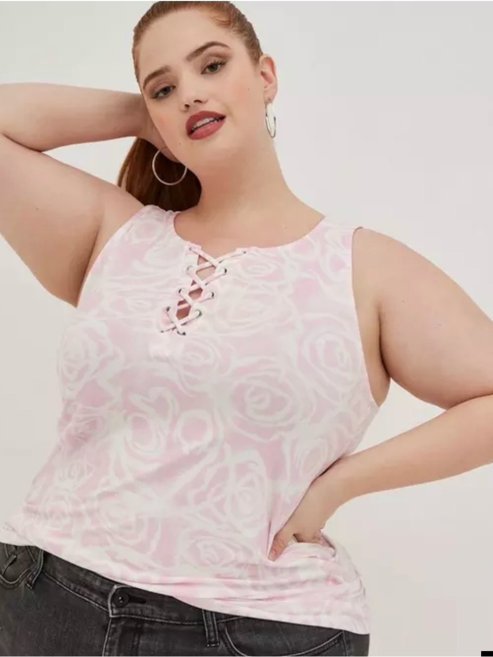 Torrid Lovesick Super Soft Pink Spray Paint Skull Lace-Up Tank Top 2X NWT